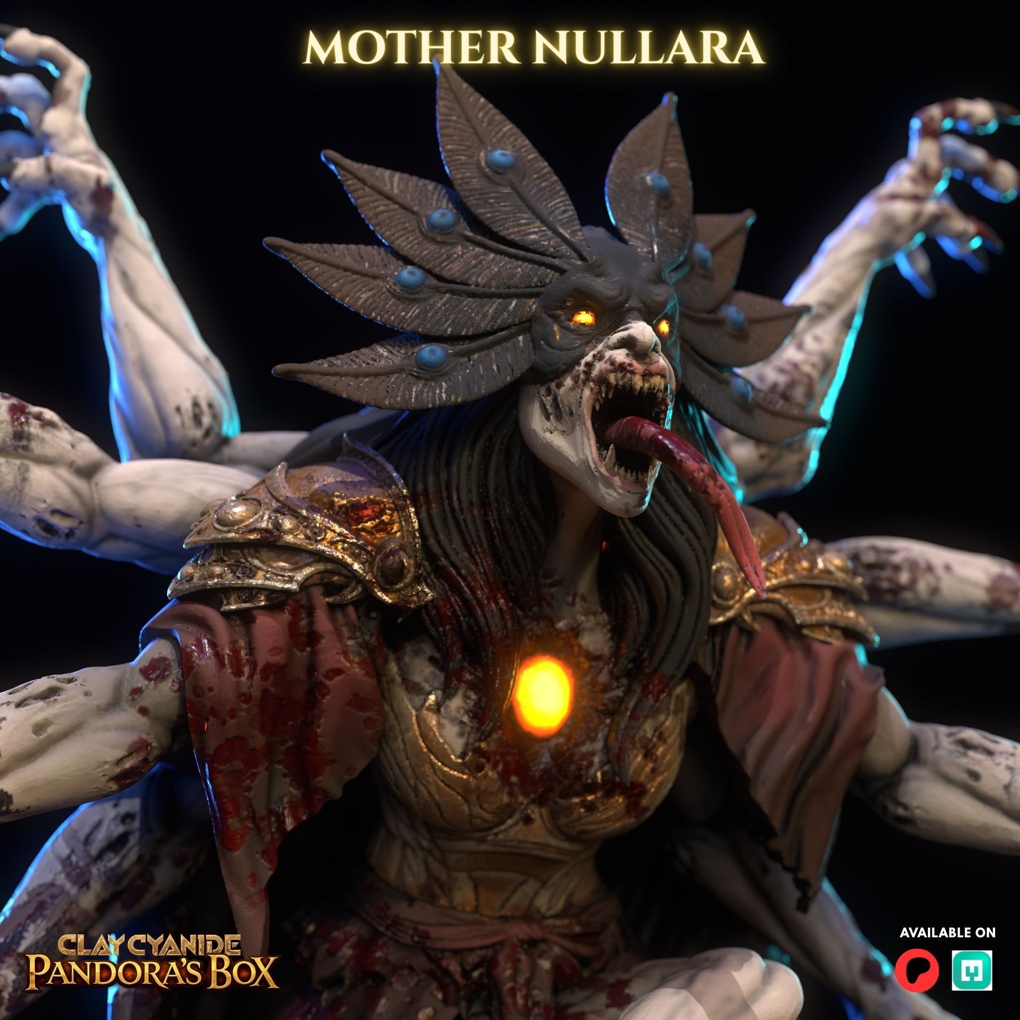 Mother Nullara STL miniature angle 6 — base detail and full figure composition